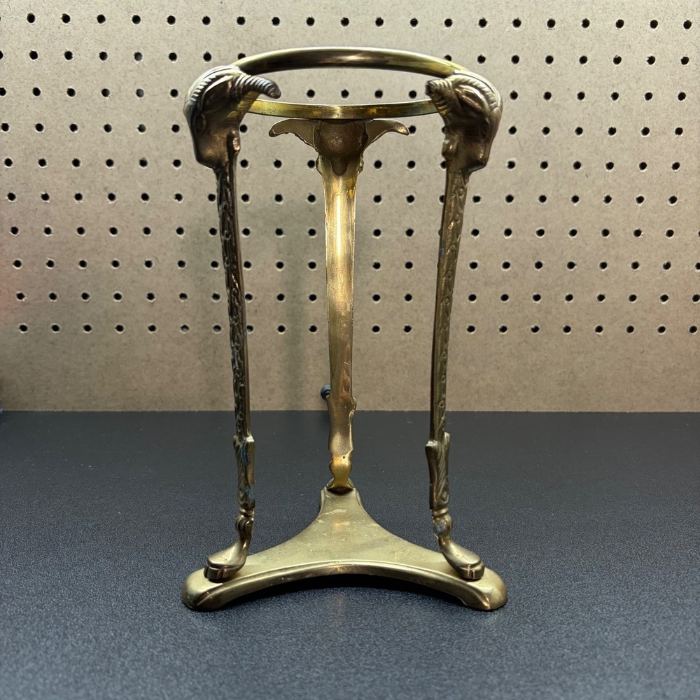 Vintage Brass Goat/Ram Head Tri Pod Candle Holder Made In India